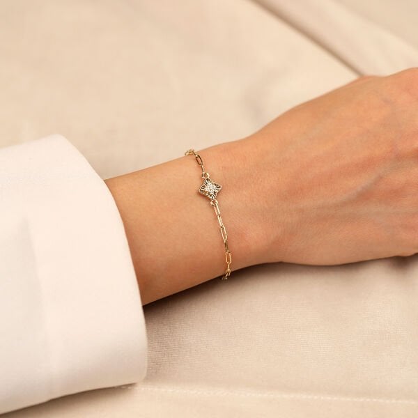 Yıldızlı 14 Ayar Altın Bileklik