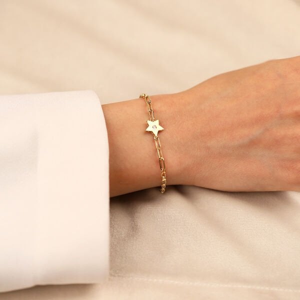 Yıldızlı 14 Ayar Altın Bileklik