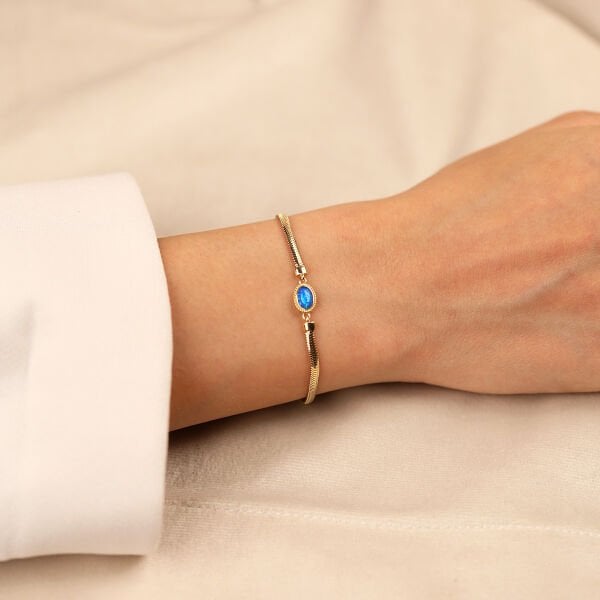 Firuze Taşlı 14 Ayar  Altın Bileklik